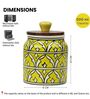 Yellow Jodhpuri Hand Painted Ceramic Jar with Wooden Lid Set of 2