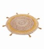 Yellow Jute  3 Feet Round Carpet with Pompoms