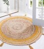 Yellow Jute  3 Feet Round Carpet with Pompoms