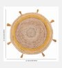 Yellow Jute  3 Feet Round Carpet with Pompoms