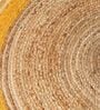 Yellow Jute 4 Feet Round Carpet with Pompoms