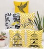 Yellow Jute Abstract 16x16 inches Cushion Covers (Pack of 5)