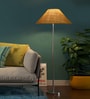 Yellow Jute Coolie Shade Floor Lamp Steel Base