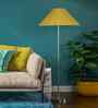 Yellow Jute Coolie Shade Floor Lamp Steel Base