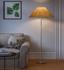 Yellow Jute Coolie Shade Floor Lamp Steel Base