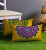 Yellow Jute Florals 12x18 inches Cushion Covers (Pack of 2)