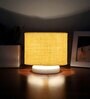 Yellow Jute Table Lamp with White wood base -39