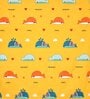 Yellow Kids 144 TC Poly Cotton Double Bedsheet With 2 Pillow Covers Eclairs Collection