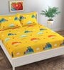 Yellow Kids 144 TC Poly Cotton Double Bedsheet With 2 Pillow Covers Eclairs Collection