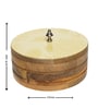 Yellow Mango Wood  Enamel Chapati Box with Lid