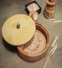 Yellow Mango Wood  Enamel Chapati Box with Lid