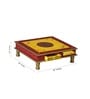 Yellow MDF & Sheesham Wooden Pooja Chowki with Drawer
