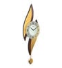 Yellow Mdf Wall Clock Pendulum Dual Waves