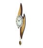 Yellow Mdf Wall Clock Pendulum Dual Waves