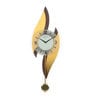 Yellow Mdf Wall Clock Pendulum Dual Waves