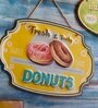Yellow Metal Fresh & Tasty Donuts Wall Hanging