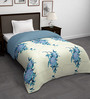 Blue Microfiber Floral 180 GSM Fusion Reversible Single Comforter