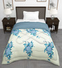 Blue Microfiber Floral 180 GSM Fusion Reversible Single Comforter