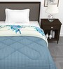 Blue Microfiber Floral 180 GSM Fusion Reversible Single Comforter