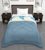Blue Microfiber Floral 180 GSM Fusion Reversible Single Comforter