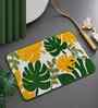 Yellow Floral Microfibre 24X16 Inches Anti-Skid Bath Mat