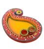 Yellow Paper Mache Keri Design Multiutility Pooja Thali
