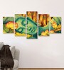 Yellow Pinewood Printed Spiritual 44.5 X 24 Inches 5 Art Panels