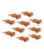 Yellow Plastic Lying Tiger Garden Figurines, Set of 10