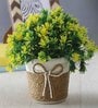 Yellow Plastic Yellow Leaves Artificial Plant with Pot