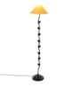 Yellow Fabric Shade Floor Lamp with Black Base