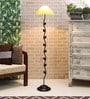 Yellow Fabric Shade Floor Lamp with Black Base