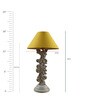 Yellow Fabric Shade Table Lamp with Wood Base