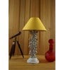 Yellow Fabric Shade Table Lamp with Wood Base
