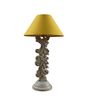 Yellow Fabric Shade Table Lamp with Wood Base