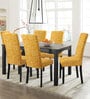 Yellow Polycotton Abstract 14x18 Inches Chair Covers (Pack of 6)