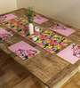 Floral (12x18) Yellow & Pink Poly Cotton (Set of 6) Table Linen Set