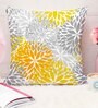 Yellow Polycotton Floral 16x16 inches Cushion Covers (Pack of 5)