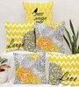 Yellow Polycotton Floral 16x16 inches Cushion Covers (Pack of 5)