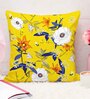 Yellow Polycotton Floral 16x16 inches Cushion Covers (Pack of 5)