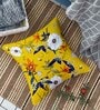 Yellow Polycotton Floral 16x16 inches Cushion Covers (Pack of 5)