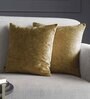 Yellow Solid Poly Cotton 16 x 16 Inches Cushion Covers (Set of 2)