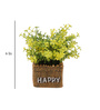 Yellow Polyester Artificial Bonsai Plant With Brown Resin Pot