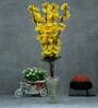 Yellow Polyester Artificial Peach Blossom Flower Bunch  Without Pot