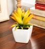 Yellow Polyester Artificial Succulent Bonsai with Ceramic Pot