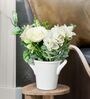 Yellow Polyester Fabric & Iron Round shape Desk Pot