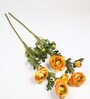 Yellow Polyester Fabric Decorative Artificial Ranunculus Flowers Set of 2