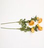Yellow Polyester Fabric Decorative Artificial Ranunculus Flowers Set of 2