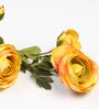 Yellow Polyester Fabric Decorative Artificial Ranunculus Flowers Set of 2