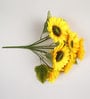 Yellow Polyester Fabric Decorative Artificial Sunflower Bunch