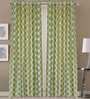 Yellow Floral Polyester 5 Ft Blackout Eyelet Window Curtains (Set of 2)